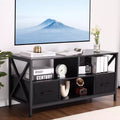 Meuble TV Mid-Century Modern pour téléviseurs jusqu'à 65 pouces, console de divertissement avec portes coulissantes, rangement et système de gestion des câbles