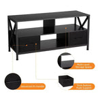 Meuble TV Mid-Century Modern pour téléviseurs jusqu'à 65 pouces, console de divertissement avec portes coulissantes, rangement et système de gestion des câbles