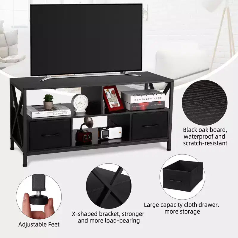 Meuble TV Mid-Century Modern pour téléviseurs jusqu'à 65 pouces, console de divertissement avec portes coulissantes, rangement et système de gestion des câbles