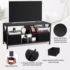 Meuble TV Mid-Century Modern pour téléviseurs jusqu'à 65 pouces, console de divertissement avec portes coulissantes, rangement et système de gestion des câbles