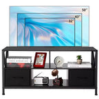 Meuble TV Mid-Century Modern pour téléviseurs jusqu'à 65 pouces, console de divertissement avec portes coulissantes, rangement et système de gestion des câbles