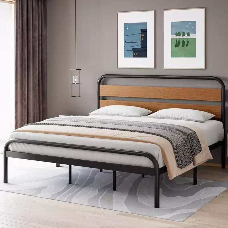 Modern Platform Bed, Industrial Bed Frame, Metal Bed Frame, Easy Assembly, No Box Spring Needed