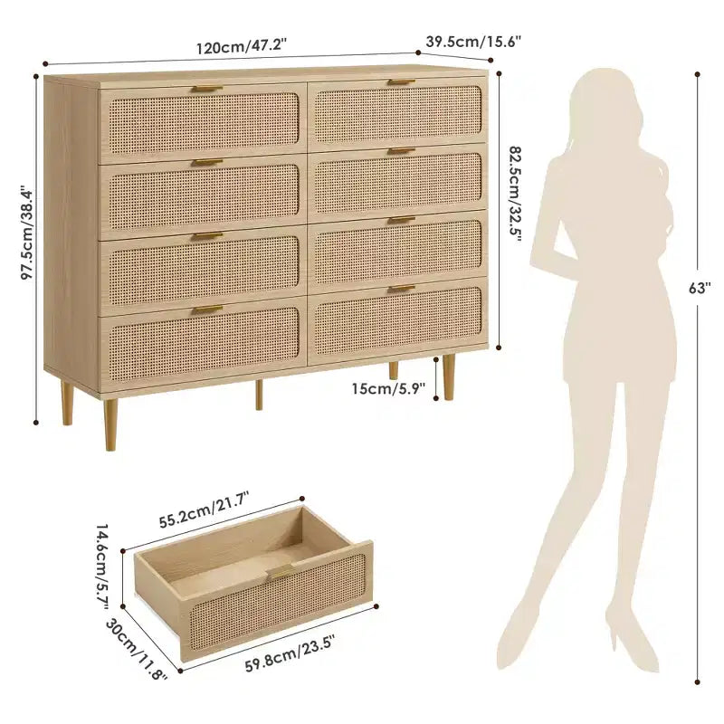 Armoire de chambre haute, idéale pour les tiroirs de grande capacité dans les penderies, avec une surface supérieure. Convient aux salons, aux couloirs