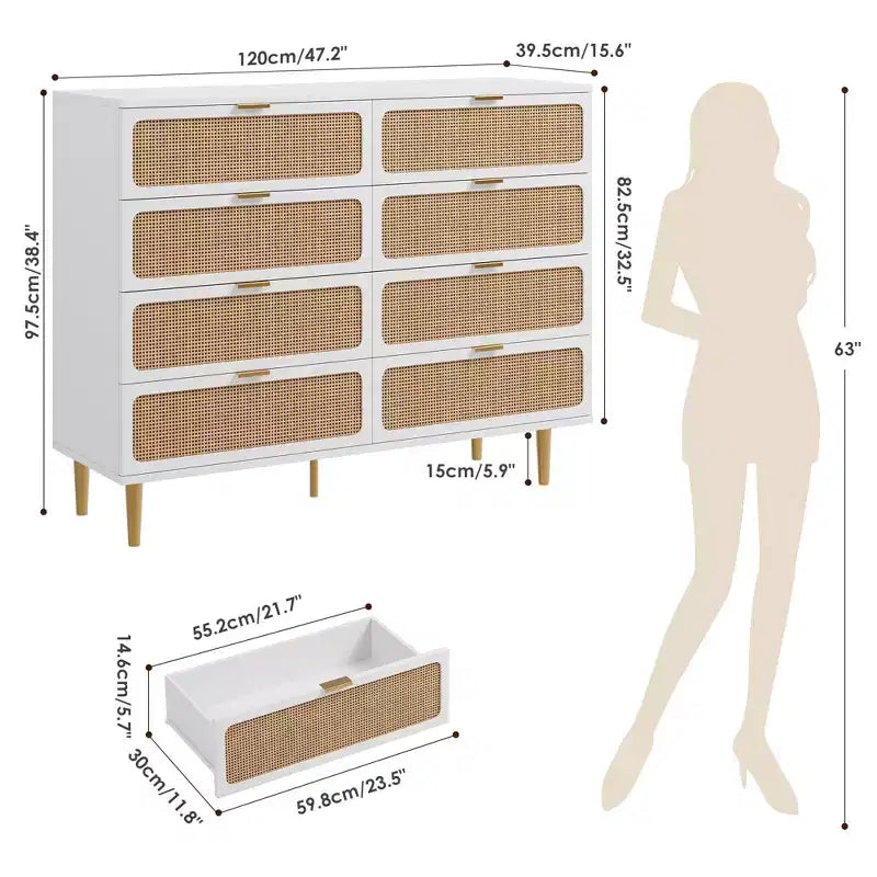 Armoire de chambre haute, idéale pour les tiroirs de grande capacité dans les penderies, avec une surface supérieure. Convient aux salons, aux couloirs