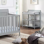 Table à langer avec 2 étagères de rangement et finition non toxique – Bois gris