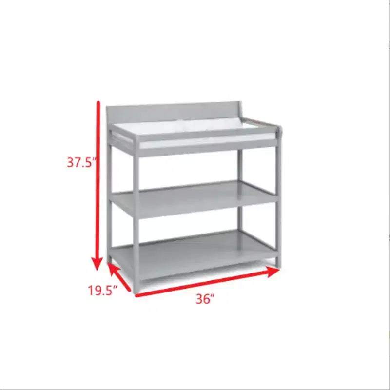 Table à langer avec 2 étagères de rangement et finition non toxique – Bois gris