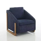 Fauteuil d'appoint en chenille avec cadre en bois – Bleu marine