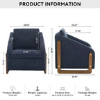 Fauteuil d'appoint en chenille avec cadre en bois – Bleu marine