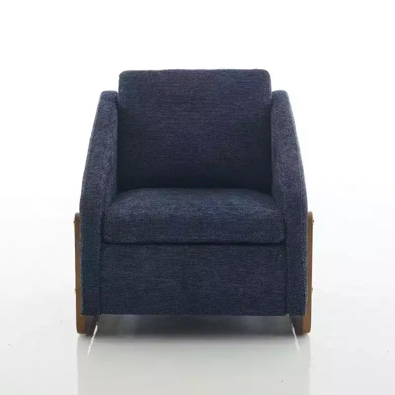 Fauteuil d'appoint en chenille avec cadre en bois – Bleu marine