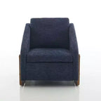 Fauteuil d'appoint en chenille avec cadre en bois – Bleu marine