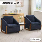 Fauteuil d'appoint en chenille avec cadre en bois – Bleu marine