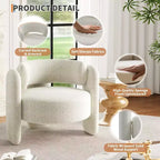Fauteuil d'appoint moderne en chenille Rembourrage de style Mid-Century, coins arrondis pour salon, chambre, bureau ou café