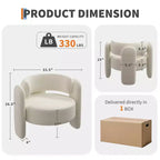 Fauteuil d'appoint moderne en chenille Rembourrage de style Mid-Century, coins arrondis pour salon, chambre, bureau ou café