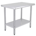 Table de préparation en acier inoxydable, 48 x 24 pouces, table de travail et de préparation de cuisine commerciale avec étagère inférieure réglable, plan de travail en métal, avec dosseret