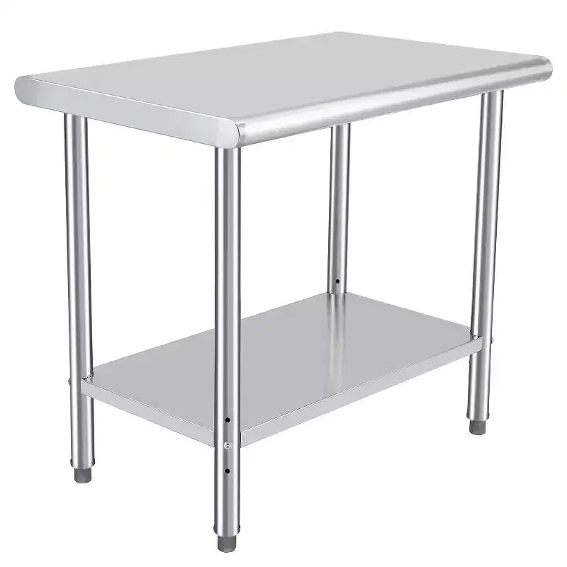 Table de préparation en acier inoxydable, 48 x 24 pouces, table de travail et de préparation de cuisine commerciale avec étagère inférieure réglable, plan de travail en métal, avec dosseret