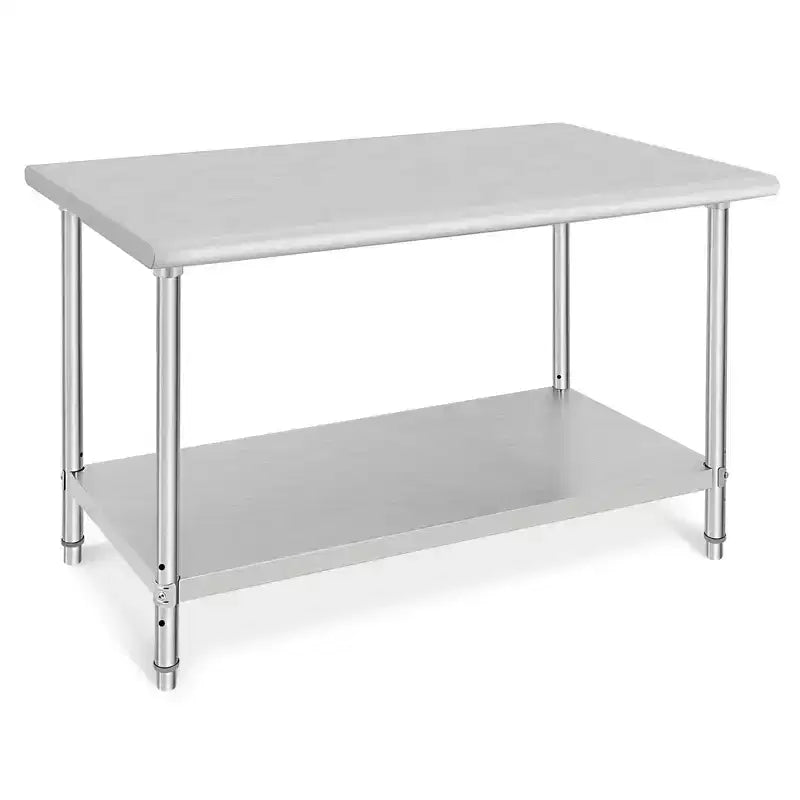 Table de préparation en acier inoxydable, 48 x 24 pouces, table de travail et de préparation de cuisine commerciale avec étagère inférieure réglable, plan de travail en métal, avec dosseret