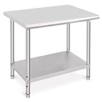Table de préparation en acier inoxydable, 48 x 24 pouces, table de travail et de préparation de cuisine commerciale avec étagère inférieure réglable, plan de travail en métal, avec dosseret