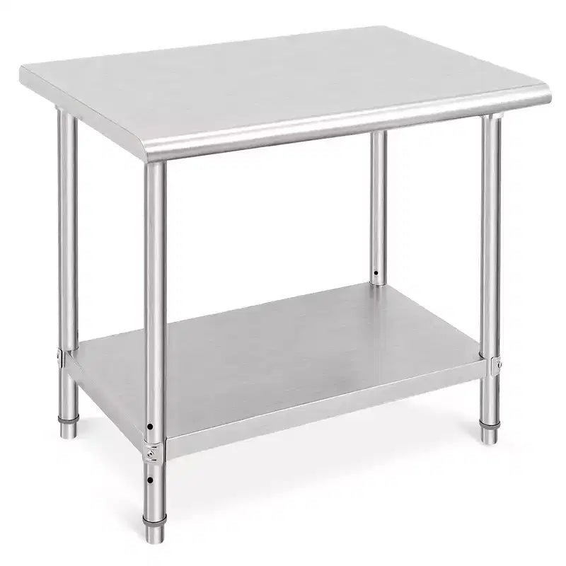 Table de préparation en acier inoxydable, 48 x 24 pouces, table de travail et de préparation de cuisine commerciale avec étagère inférieure réglable, plan de travail en métal, avec dosseret