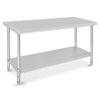 Table de préparation en acier inoxydable, 48 x 24 pouces, table de travail et de préparation de cuisine commerciale avec étagère inférieure réglable, plan de travail en métal, avec dosseret