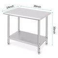 Stainless Steel Prep Table, 48 x 24 Inch Commercial Kitchen Prep & Work Table with Adjustable Under Shelf, Metal Workbench, with Backsplash