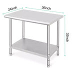 Stainless Steel Prep Table, 48 x 24 Inch Commercial Kitchen Prep & Work Table with Adjustable Under Shelf, Metal Workbench, with Backsplash