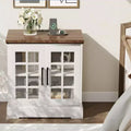 COZONY Modern End Table with Charging Station, Adjustable Glass Door and Storage, Compact Bedside Table for Bedroom