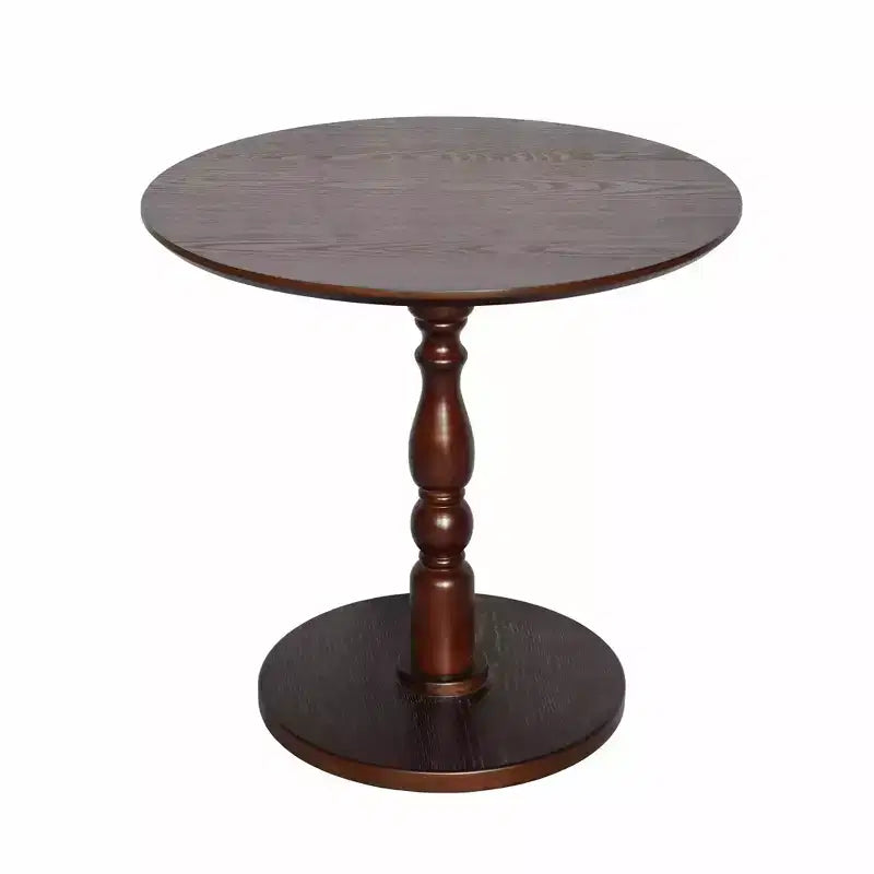 Homy Casa 23 Round Accent Table with Turned Pedestal Base, MDF Top, Living Room or Bedroom Side Table, Walnut Brown