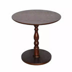 Homy Casa 23 Round Accent Table with Turned Pedestal Base, MDF Top, Living Room or Bedroom Side Table, Walnut Brown