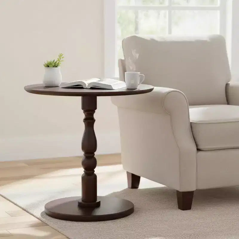 Table basse ovale en bois massif avec double étagère – Salon et bureau