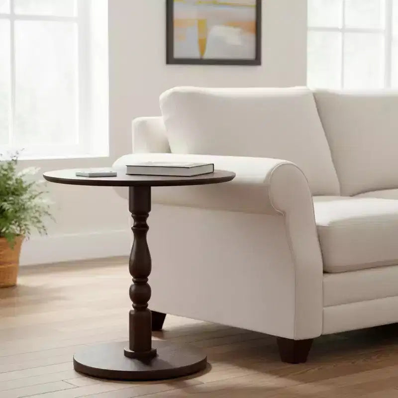 Table basse ovale en bois massif avec double étagère – Salon et bureau