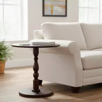 Table basse ovale en bois massif avec double étagère – Salon et bureau