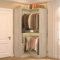 Besiost Corner Closet Organizer with Hanging Rods, Freestanding Closet System