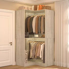 Besiost Corner Closet Organizer with Hanging Rods, Freestanding Closet System