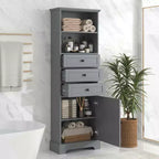 Meuble de salle de bain blanc de 91 cm avec lavabo, 2 portes et 3 tiroirs – Bois massif