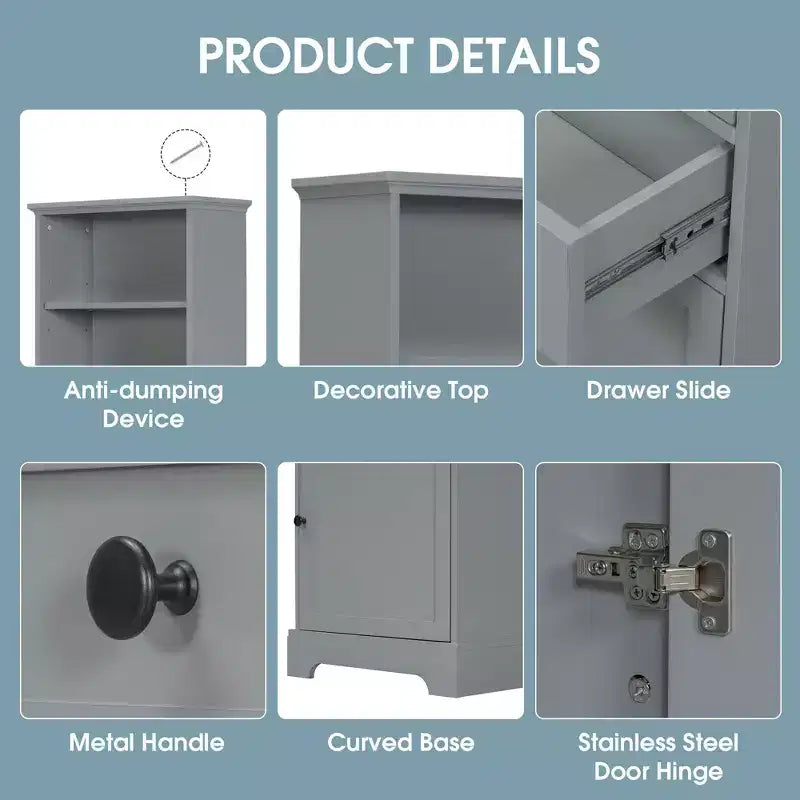 Meuble de salle de bain blanc de 91 cm avec lavabo, 2 portes et 3 tiroirs – Bois massif