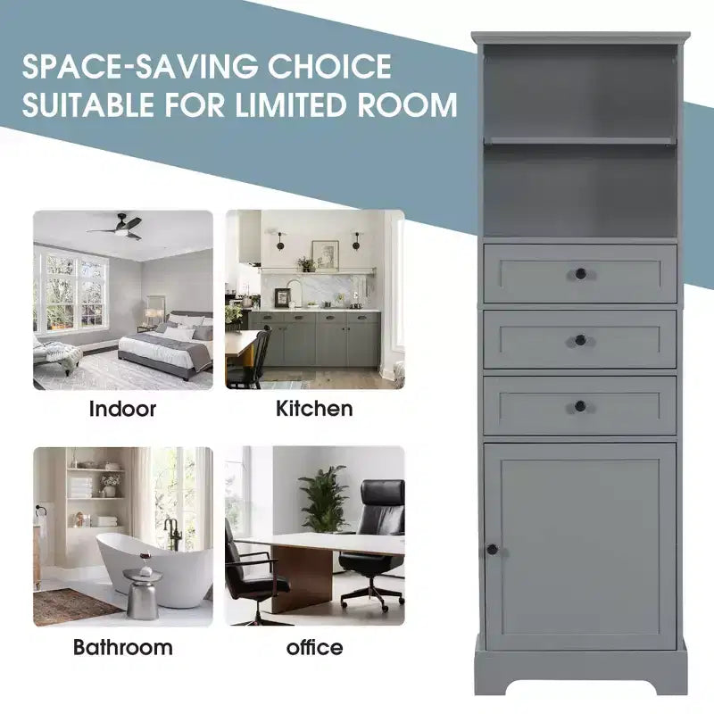 Meuble de salle de bain blanc de 91 cm avec lavabo, 2 portes et 3 tiroirs – Bois massif