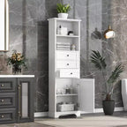 Meuble de salle de bain blanc de 91 cm avec lavabo, 2 portes et 3 tiroirs – Bois massif