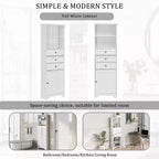 Meuble de salle de bain blanc de 91 cm avec lavabo, 2 portes et 3 tiroirs – Bois massif