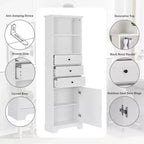 Meuble de salle de bain blanc de 91 cm avec lavabo, 2 portes et 3 tiroirs – Bois massif