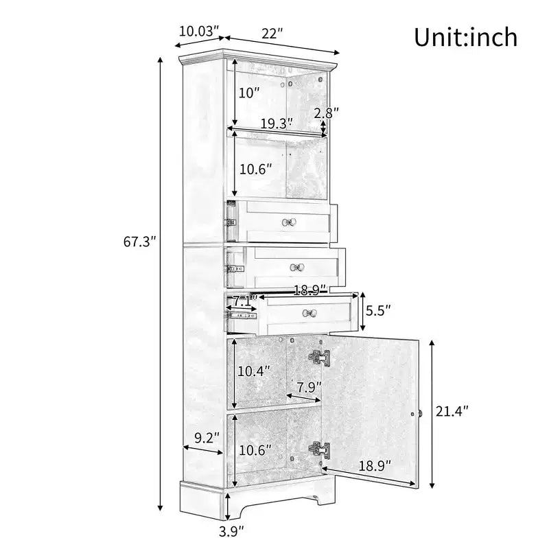 Meuble de salle de bain blanc de 91 cm avec lavabo, 2 portes et 3 tiroirs – Bois massif