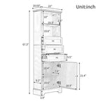 Meuble de salle de bain blanc de 91 cm avec lavabo, 2 portes et 3 tiroirs – Bois massif