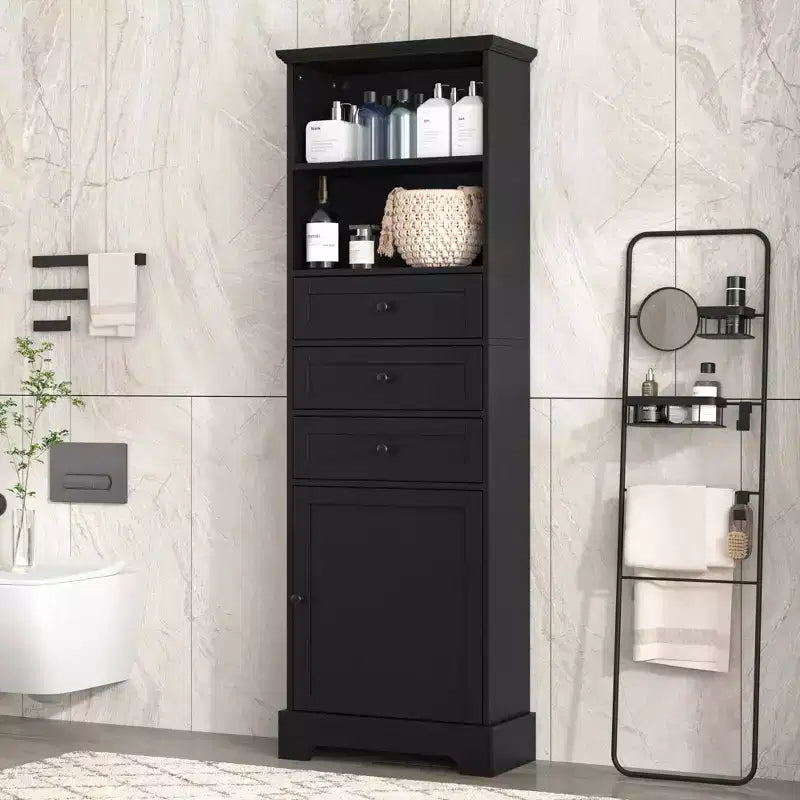 MAYEERTY 36 Bathroom Vanity with Sink Top 2 Doors 3 Drawers Solid Wood MDF White