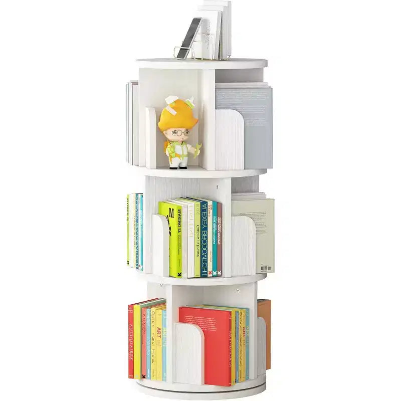 Bibliothèque rotative à 3 niveaux, tour rotative en bois à 360°, bibliothèque étroite verticale pour enfants et adultes, organisateur pour chambre et salon