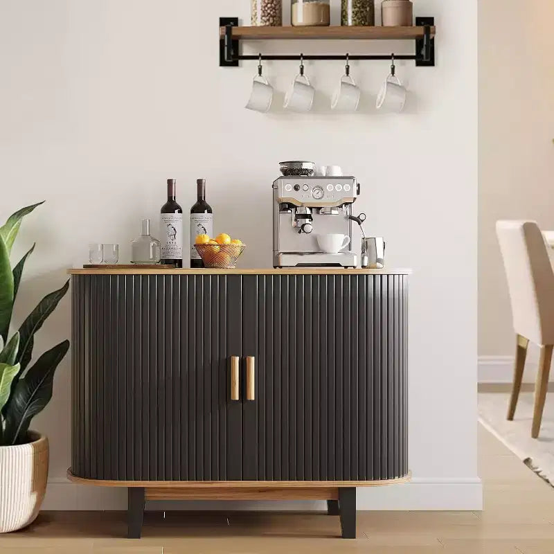 Buffet de 101,6 cm avec portes coulissantes et étagère réglable, Meuble de rangement moderne, Console de bar pour salle à manger et cuisine