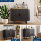 Buffet de 101,6 cm avec portes coulissantes et étagère réglable, Meuble de rangement moderne, Console de bar pour salle à manger et cuisine