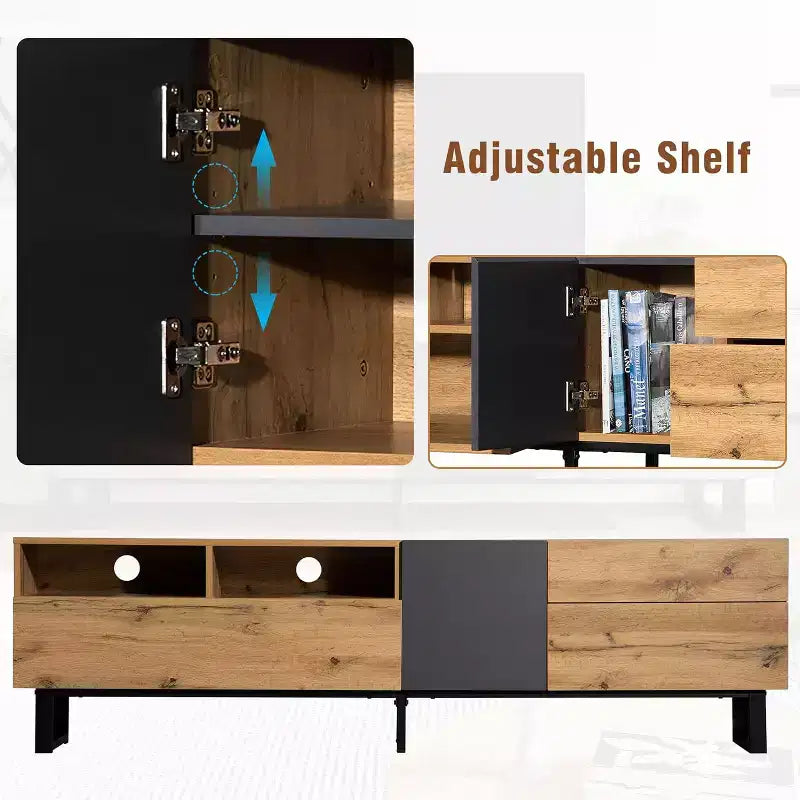 Meuble TV moderne pour téléviseur de 80 pouces, console multimédia, grand centre de divertissement haut avec rangement pour salle de cinéma