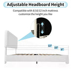 Lit plateforme en tissu bouclette avec tête de lit réglable – Angles arrondis