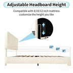 Lit plateforme en tissu bouclette avec tête de lit réglable – Angles arrondis