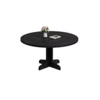 Black Round Dining Table with Curved Legs - Wood Panel Construction Suitable for Dining Room