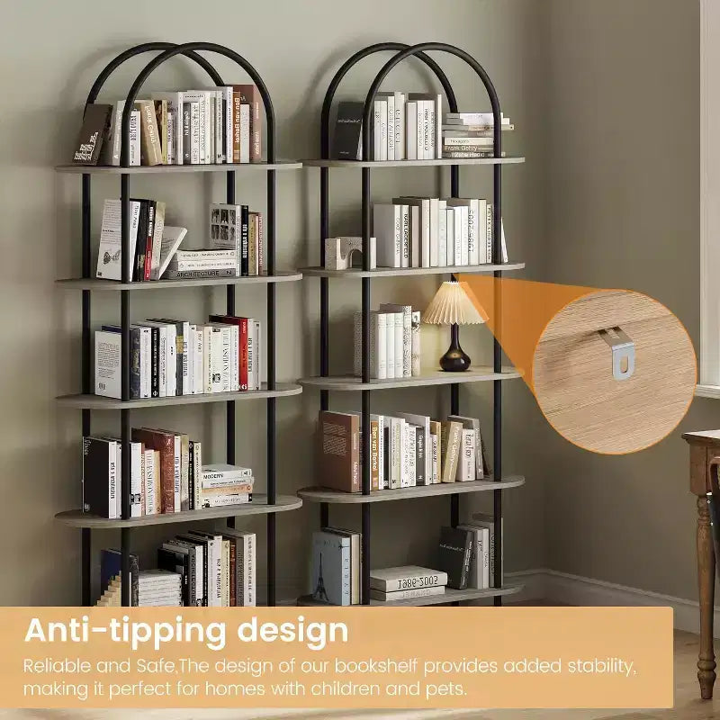 71 Étagère à livres pliable en métal à 5 niveaux, bibliothèque portable autoportante, organisateur de rangement pour la maison, le bureau, le salon
